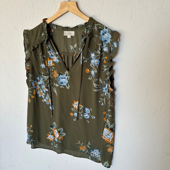 LOFT Sleeveless Casual Polyester Floral Blouse Large - Picture 2 of 10